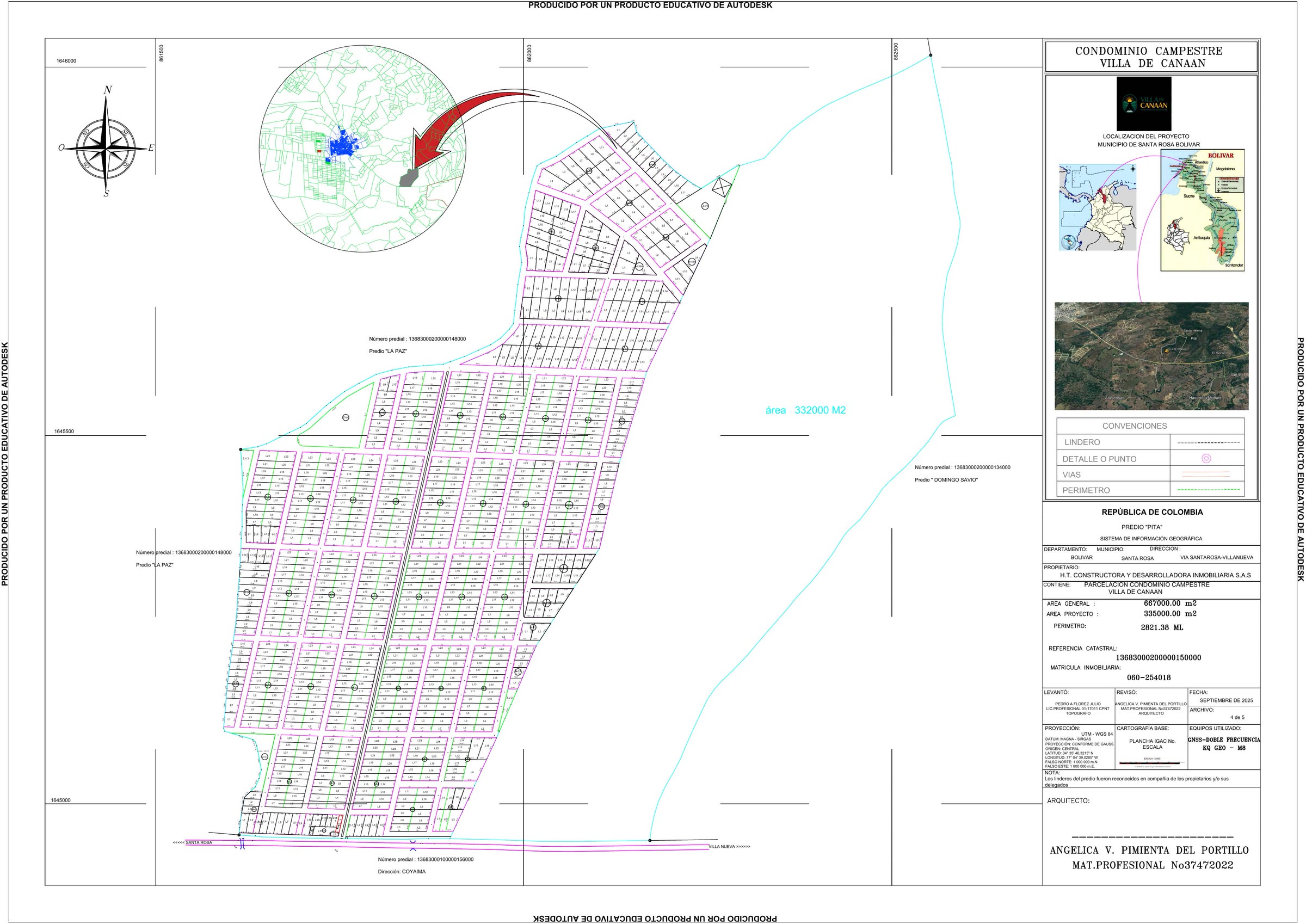 Plano de parcelación de Villas de Canaán