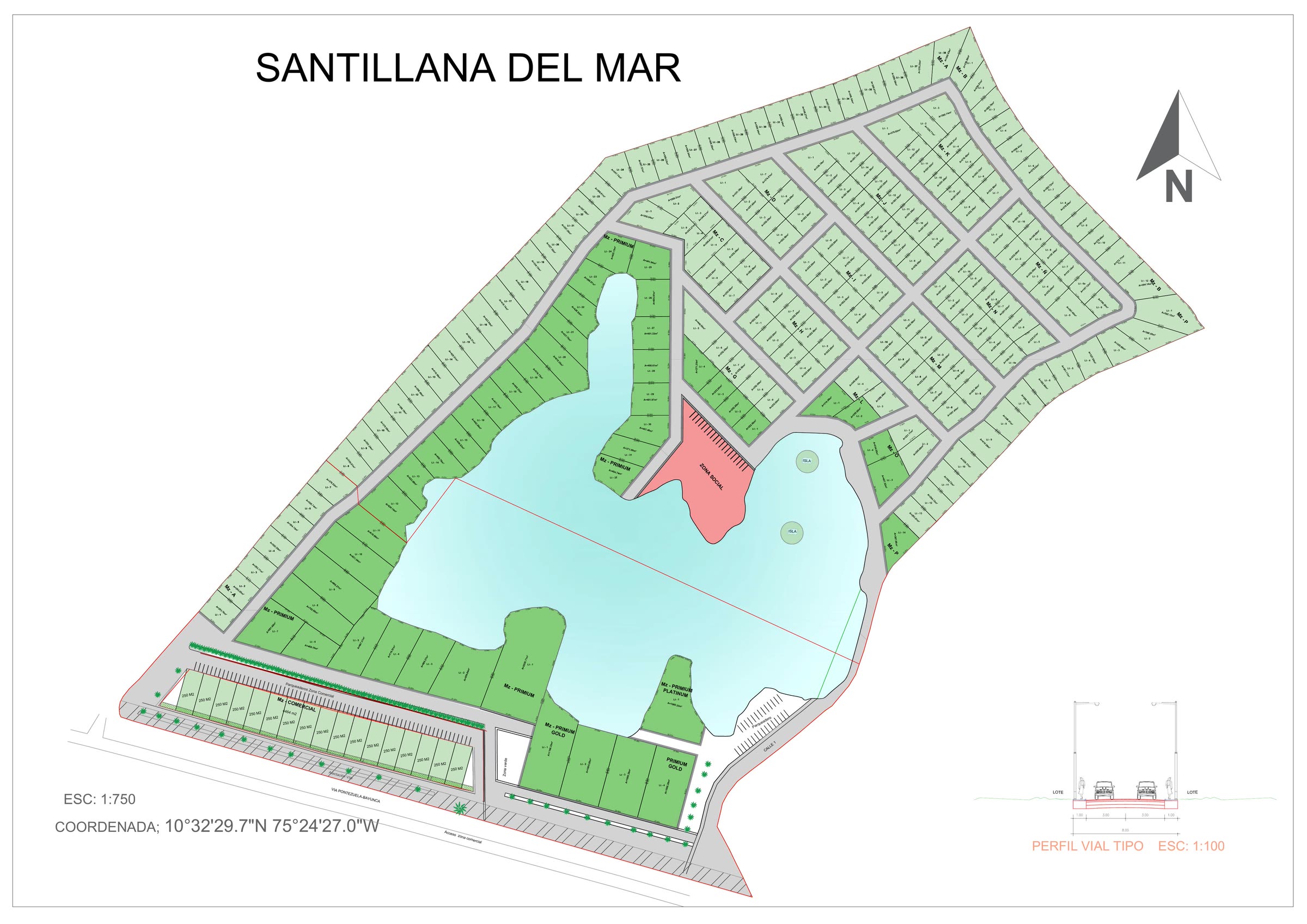 Plano de linderos y manzanas de Santillana del Mar